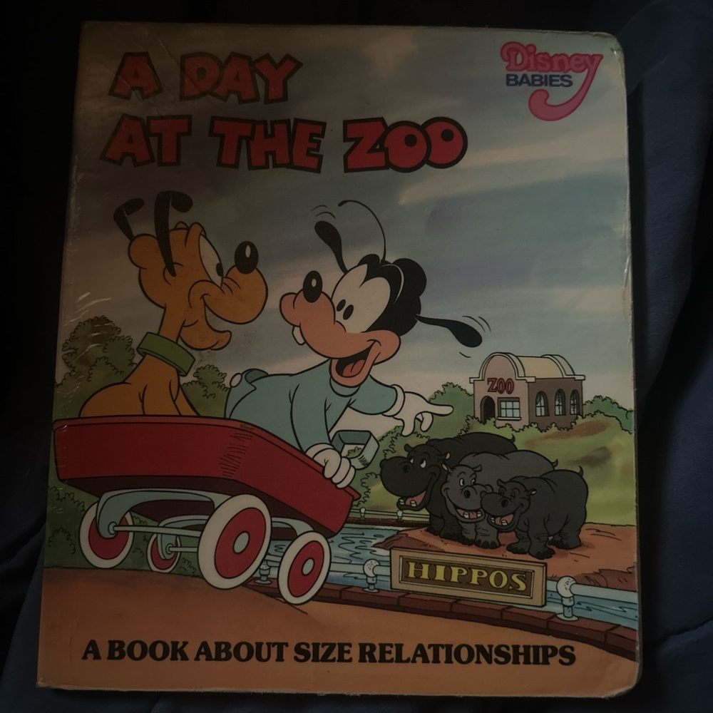 Disney Babies "A Day at the Zoo" Children's Book - Blue/Red Vintage